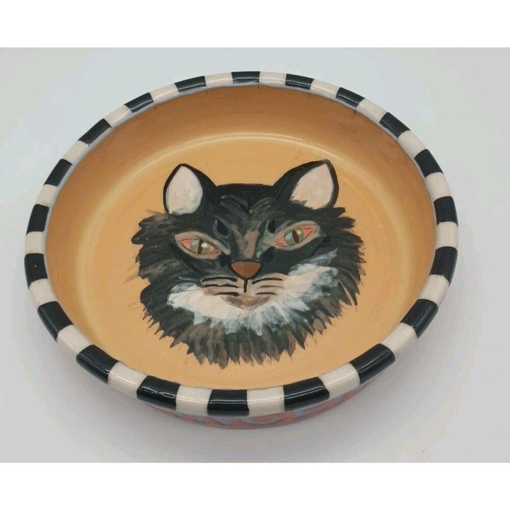 Hand Made Cat Dish Becky Rotter Pottery Vincent The Cat Dish